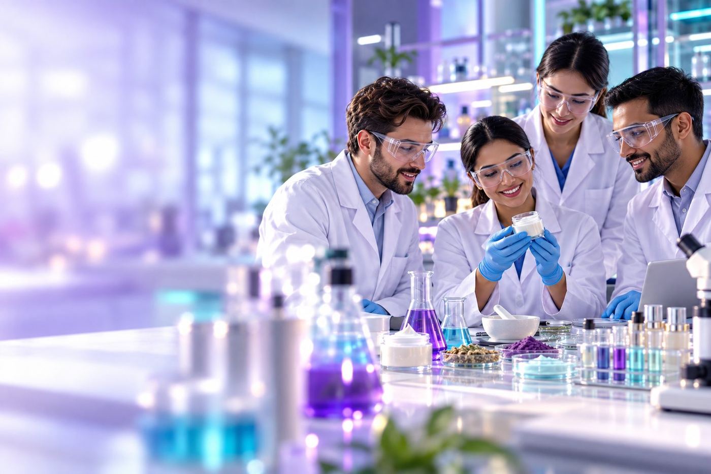 Guires CSL formulation scientists and analysts reviewing results together in the laboratory