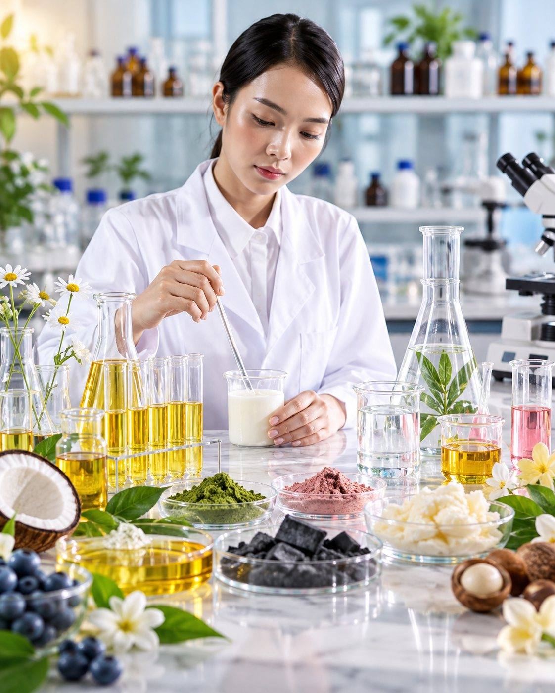CSL halal analytical verification: CSL scientist preparing plant-based cosmetic ingredients for laboratory testing